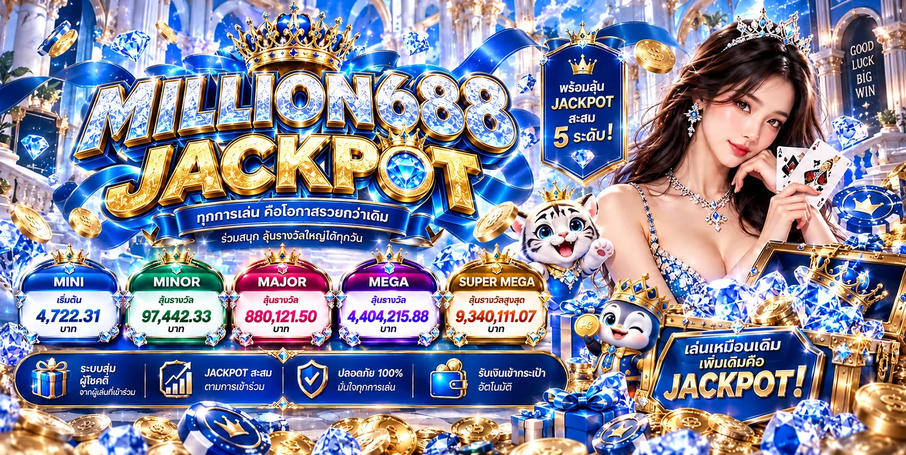 สล็อตออนไลน์ MILLION688 และแจ็กพอตรวมค่าย